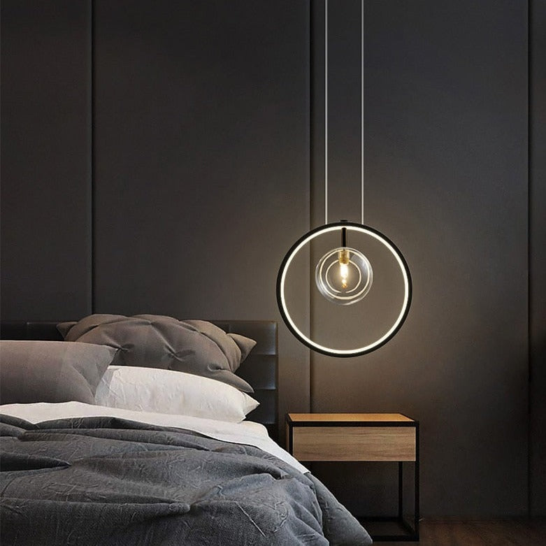 Suspension moderne LED avec anneau et bulles en verre Cala - vue 2 sur 7