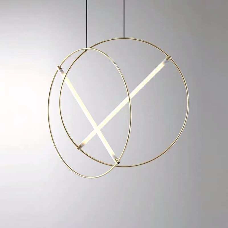 Suspension moderne LED anneau avec barre lumineuse Juncal - vue 8 sur 12