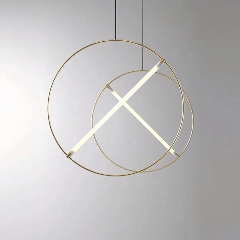 Suspension moderne LED anneau avec barre lumineuse Juncal - vue 9 sur 12