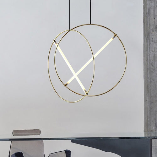 Suspension moderne LED anneau avec barre lumineuse Juncal - vue 6 sur 12