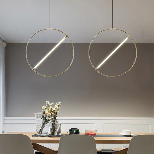 Suspension moderne LED anneau avec barre lumineuse Juncal - vue 5 sur 12