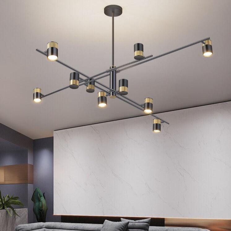 Lustre design LED avec barre en métal et spots rotatifs Caeli - vue 2 sur 11