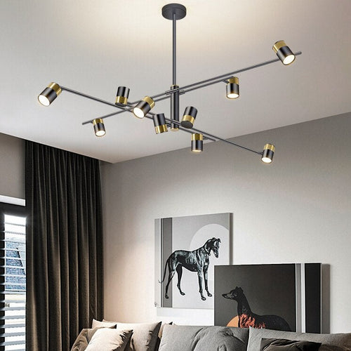 Lustre design LED avec barre en métal et spots rotatifs Caeli - vue 6 sur 11