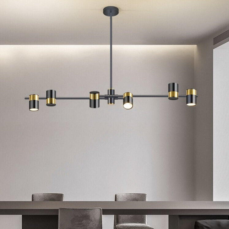 Lustre design LED avec barre en métal et spots rotatifs Caeli - vue 5 sur 11