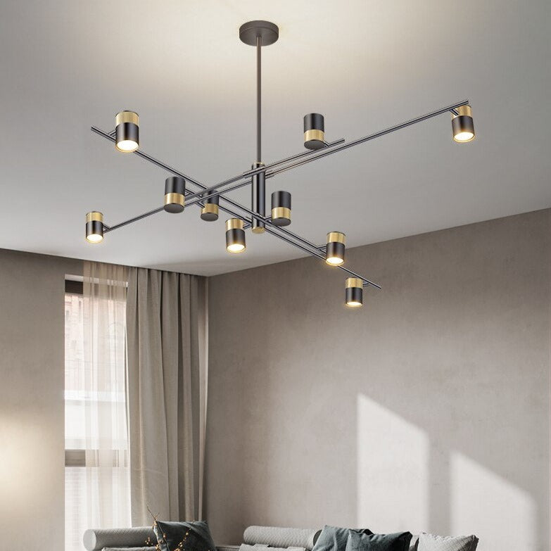 Lustre design LED avec barre en métal et spots rotatifs Caeli - vue 8 sur 11