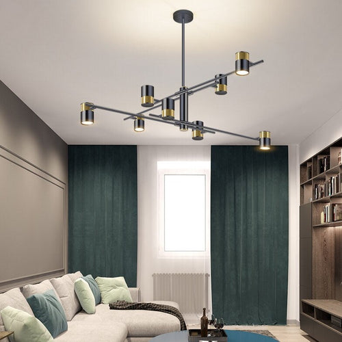 Lustre design LED avec barre en métal et spots rotatifs Caeli - vue 7 sur 11