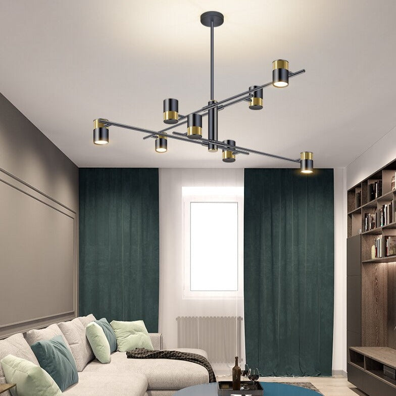 Lustre design LED avec barre en métal et spots rotatifs Caeli - vue 7 sur 11