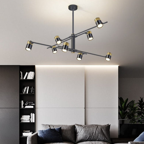 Lustre design LED avec barre en métal et spots rotatifs Caeli - vue 3 sur 11