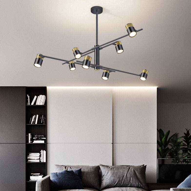 Lustre design LED avec barre en métal et spots rotatifs Caeli - vue 3 sur 11