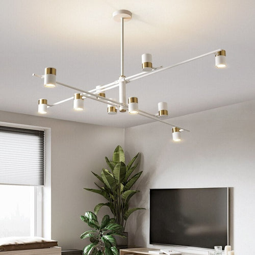Lustre design LED avec barre en métal et spots rotatifs Caeli - vue 4 sur 11