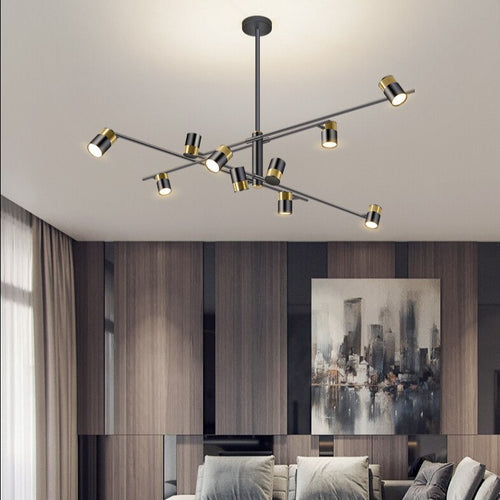 Lustre design LED avec barre en métal et spots rotatifs Caeli - vue 9 sur 11