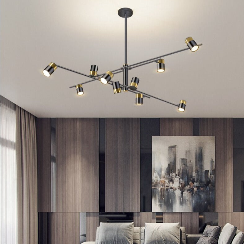 Lustre design LED avec barre en métal et spots rotatifs Caeli - vue 9 sur 11