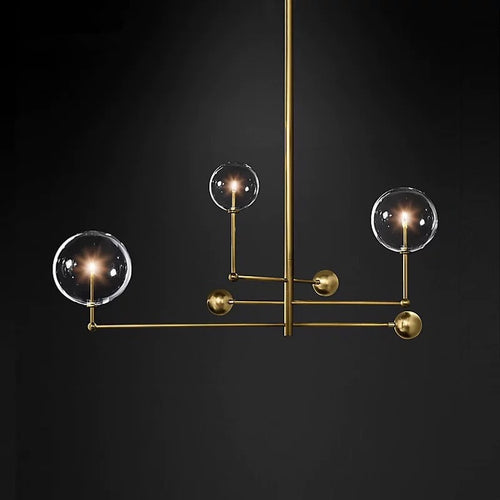 Lustre design LED base en métal doré et globes en verre Zuri - vue 14 sur 16