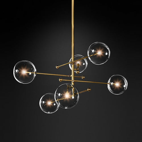 Lustre design LED base en métal doré et globes en verre Zuri - vue 17 sur 16