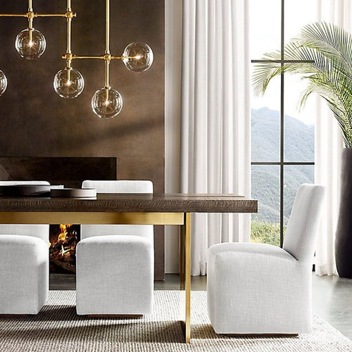 Lustre design LED base en métal doré et globes en verre Zuri - vue 9 sur 16