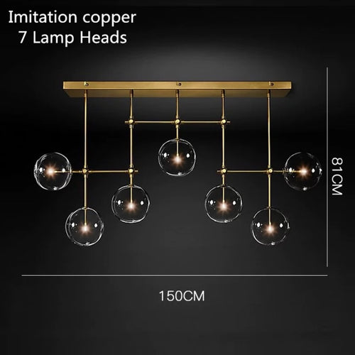 Lustre design LED base en métal doré et globes en verre Zuri - vue 10 sur 16