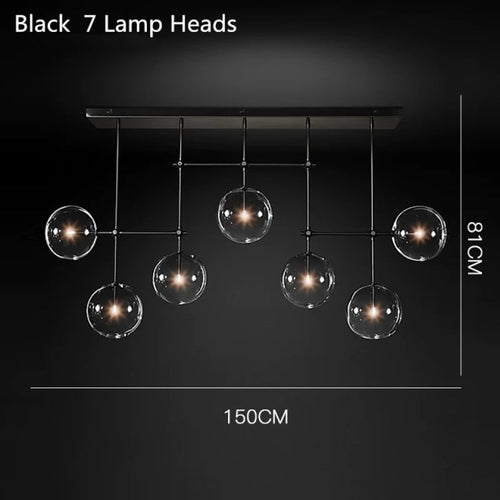 Lustre design LED base en métal doré et globes en verre Zuri - vue 11 sur 16