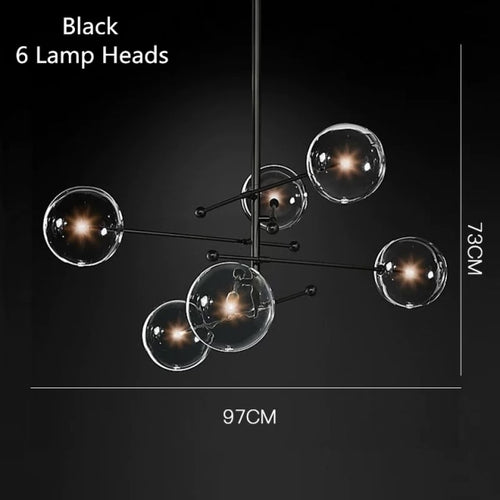 Lustre design LED base en métal doré et globes en verre Zuri - vue 15 sur 16