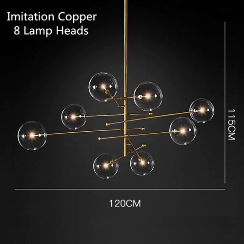 Lustre design LED base en métal doré et globes en verre Zuri - vue 12 sur 16