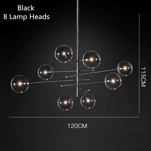Lustre design LED base en métal doré et globes en verre Zuri - vue 13 sur 16