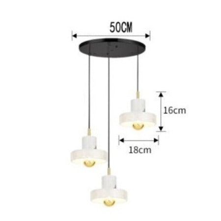 Lustre design LED avec abat-jour en marbre blanc Luxia - vue 7 sur 8