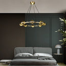 Lustre moderne luxe circulaire en cuivre et cristal Pryccilia