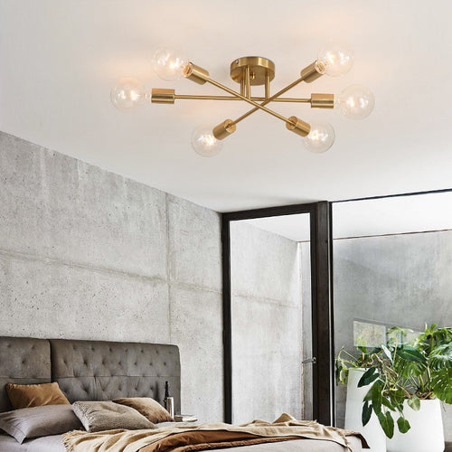Plafonnier design LED avec 6 lampes entrecroisées en métal Eugie - vue 3 sur 9