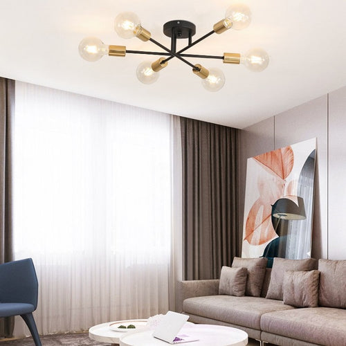 Plafonnier design LED avec 6 lampes entrecroisées en métal Eugie - vue 9 sur 9