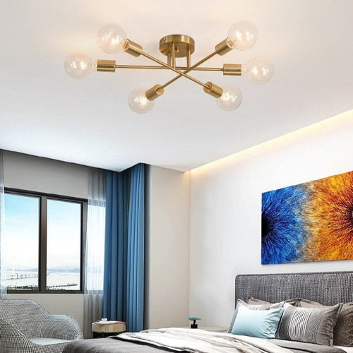 Plafonnier design LED avec 6 lampes entrecroisées en métal Eugie - vue 5 sur 9