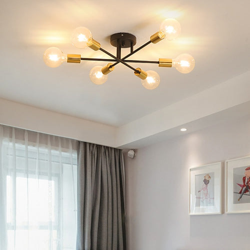 Plafonnier design LED avec 6 lampes entrecroisées en métal Eugie - vue 6 sur 9