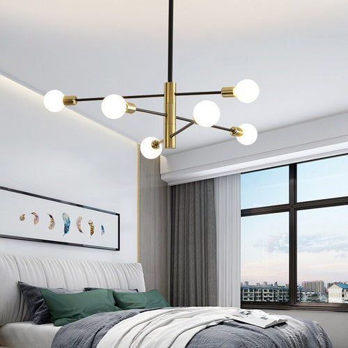 Lustre moderne en métal noir et doré style constellation Aries - vue 4 sur 8