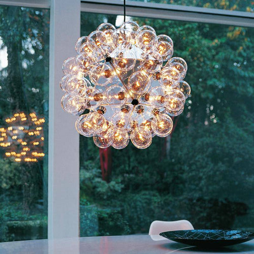 Suspension chromé avec lampes Castiglioni - vue 2 sur 3