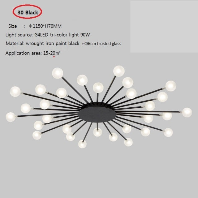 Plafonnier moderne LED en forme de soleil avec perles Janira - vue 13 sur 16