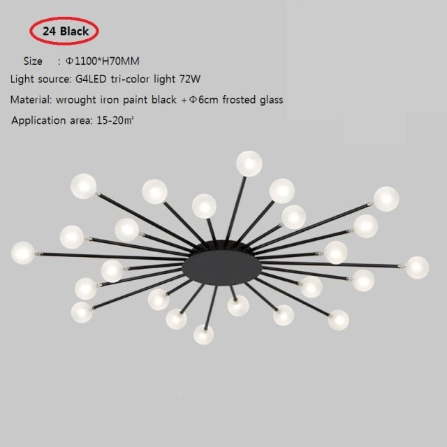 Plafonnier moderne LED en forme de soleil avec perles Janira - vue 9 sur 16