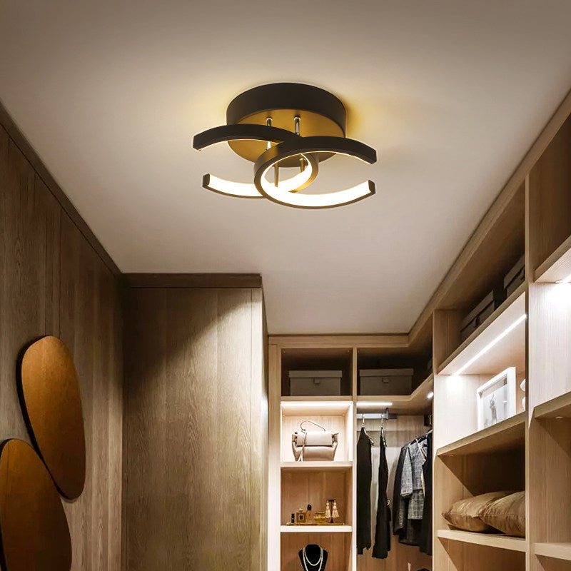 Plafonnier moderne LED avec 2 C croisées en métal Donatelo - vue 2 sur 4