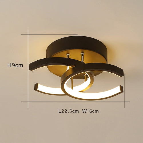 Plafonnier moderne LED avec 2 C croisées en métal Donatelo - vue 5 sur 4