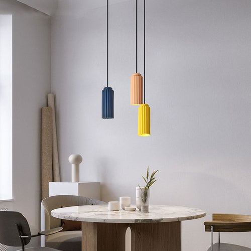 Suspension moderne LED avec abat-jour en tube coloré Kinna - vue 5 sur 12