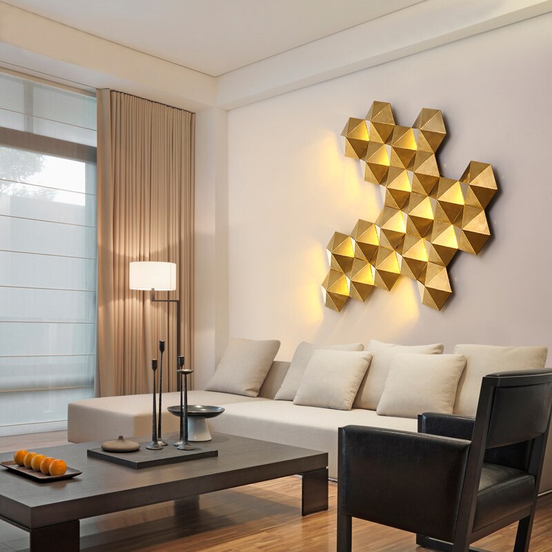Applique murale moderne LED en forme de ruche dorée Zaida - vue 2 sur 7