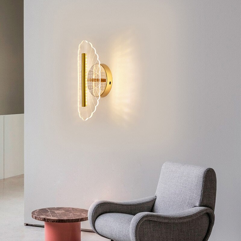Applique murale LED moderne transparent et doré Jilor - vue 3 sur 10