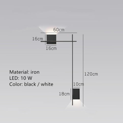 Applique murale design LED carré ou en L métallique Zia - vue 12 sur 13