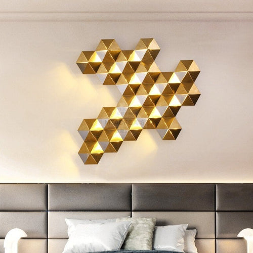 Applique murale moderne LED en forme de ruche dorée Zaida - vue 6 sur 7