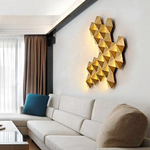 Applique murale moderne LED en forme de ruche dorée Zaida - vue 4 sur 7