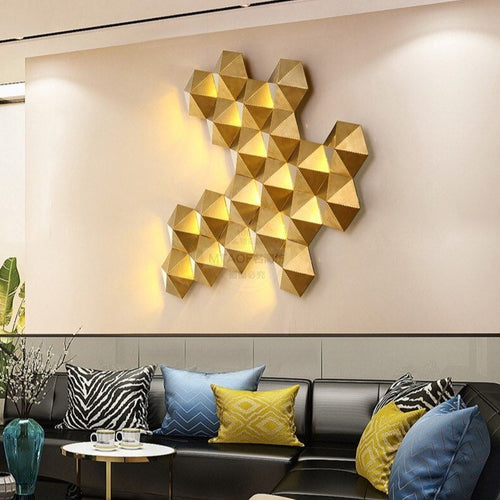 Applique murale moderne LED en forme de ruche dorée Zaida - vue 5 sur 7