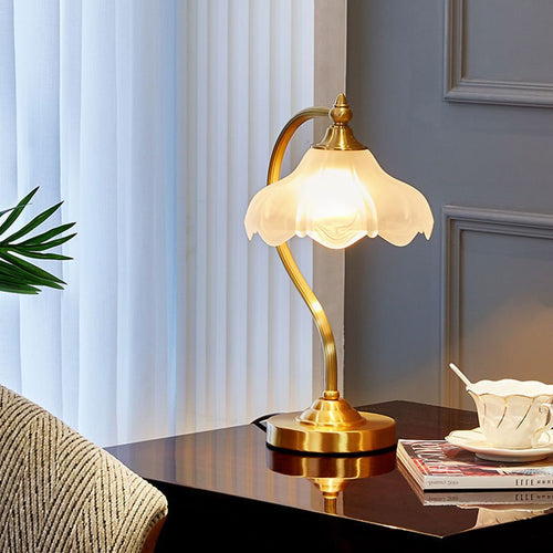 Lampe à poser vintage avec abat-jour fleur Magnolya - vue 4 sur 5