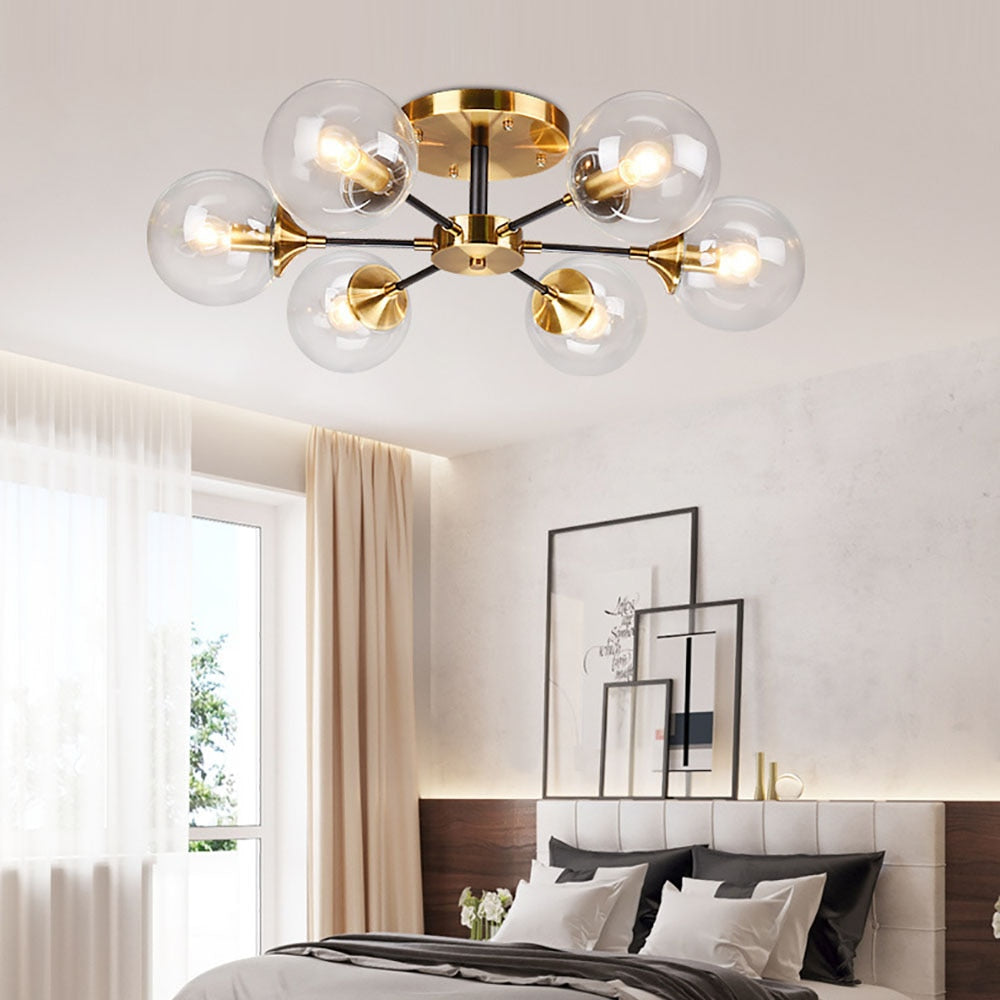 Plafonnier moderne LED en étoile et globes en verre Iraide - vue 6 sur 19