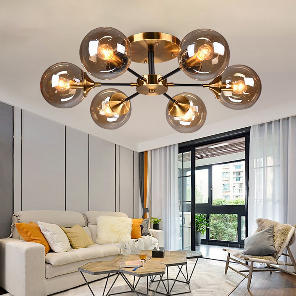 Plafonnier moderne LED en étoile et globes en verre Iraide - vue 4 sur 19