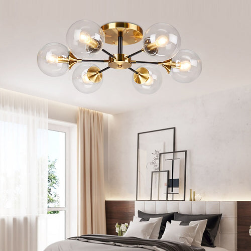 Plafonnier moderne LED en étoile et globes en verre Iraide - vue 6 sur 19
