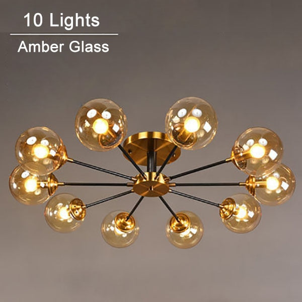 Plafonnier moderne LED en étoile et globes en verre Iraide - vue 10 sur 19
