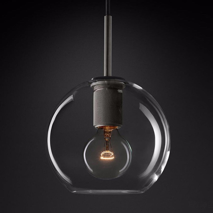 Suspension industrielle en verre et en métal doré Haivy - vue 12 sur 13