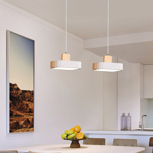 Suspension scandinave LED avec abat-jour en bois Ainhara - vue 3 sur 6